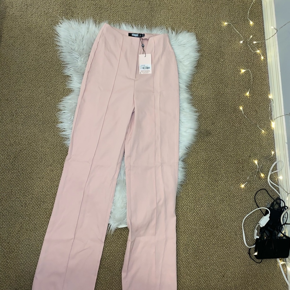 Missguided baby pink flare pants